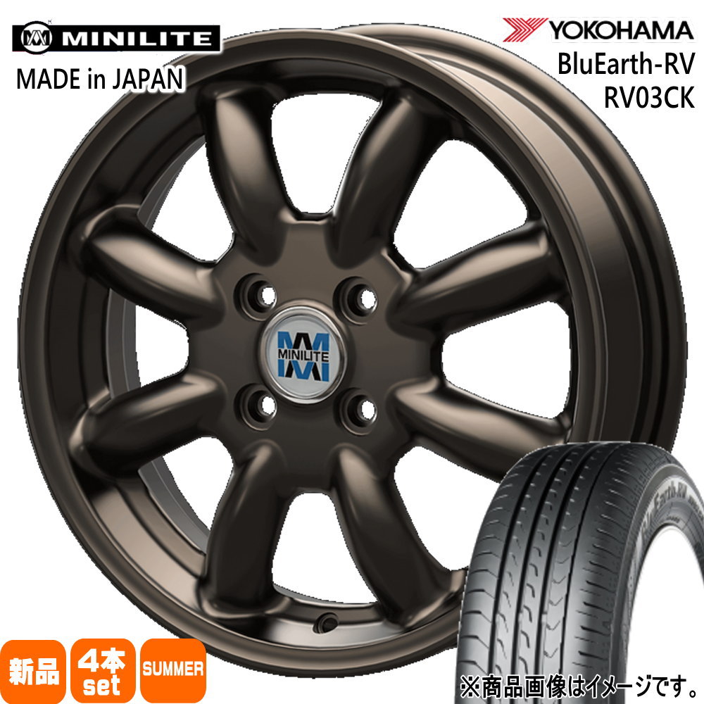 155/65R14 75H ブルーアース RV R03ck BluEarth-RV RV03CK ヨコハマ YOKOHAMA 新品 夏用 サマータイヤ ホイール 4本セット KIT JAPAN MINILITE 14&times;4.5+45 4/100 14インチ｜タイヤショップ78