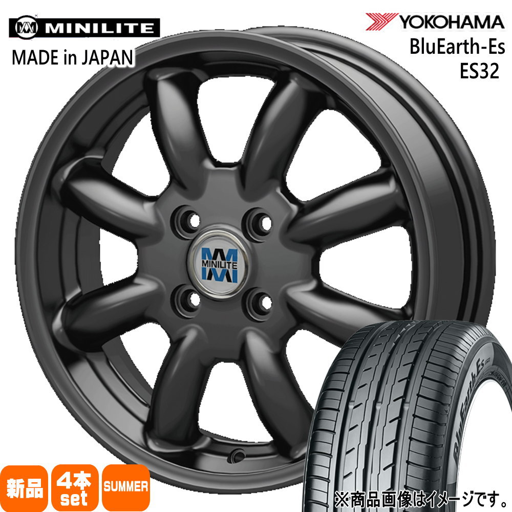 175/55R15 77V ブルーアース ES ES32 BluEarth-Es ES32 ヨコハマ YOKOHAMA 新品 夏用 サマータイヤ ホイール 4本セット KIT JAPAN MINILITE 15&times;5.0+40 4/100 15インチ｜タイヤショップ78