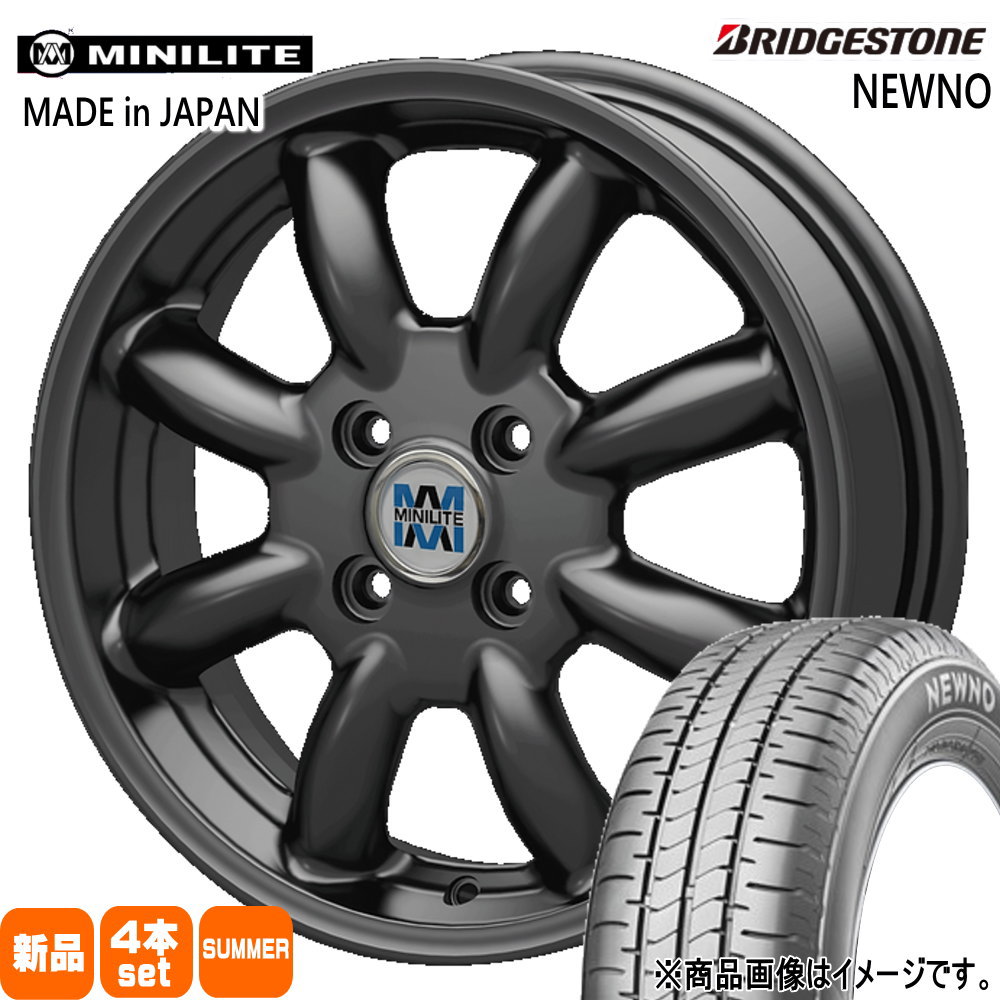 165/65R14 79S ニューノ NEWNO ブリヂストン BRIDGESTONE 新品 夏用 サマータイヤ ホイール 4本セット KIT JAPAN MINILITE 14×5.0+40 4/100 14インチ|タイヤショップ78