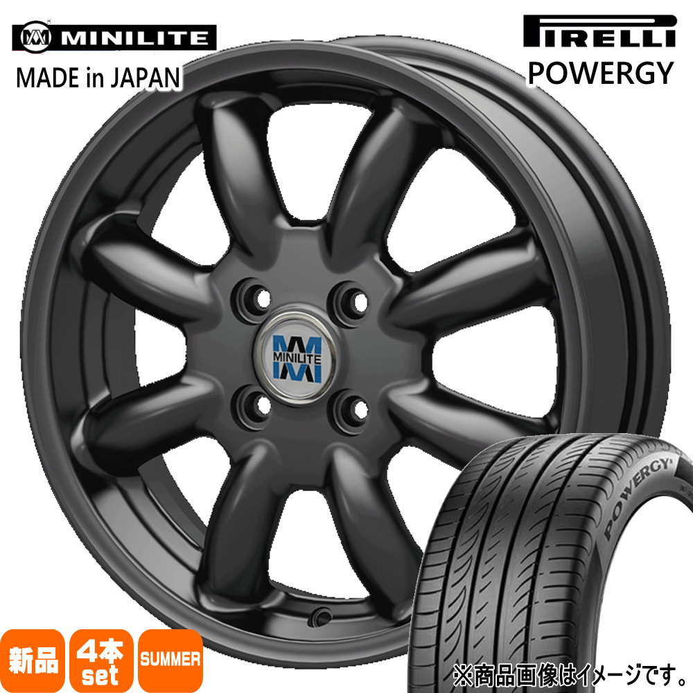 165/55R15 75V パワジー POWERGY ピレリ PIRELLI 新品 夏用 サマータイヤ ホイール 4本セット KIT JAPAN MINILITE 15&times;4.5+45 4/100 15インチ｜タイヤショップ78