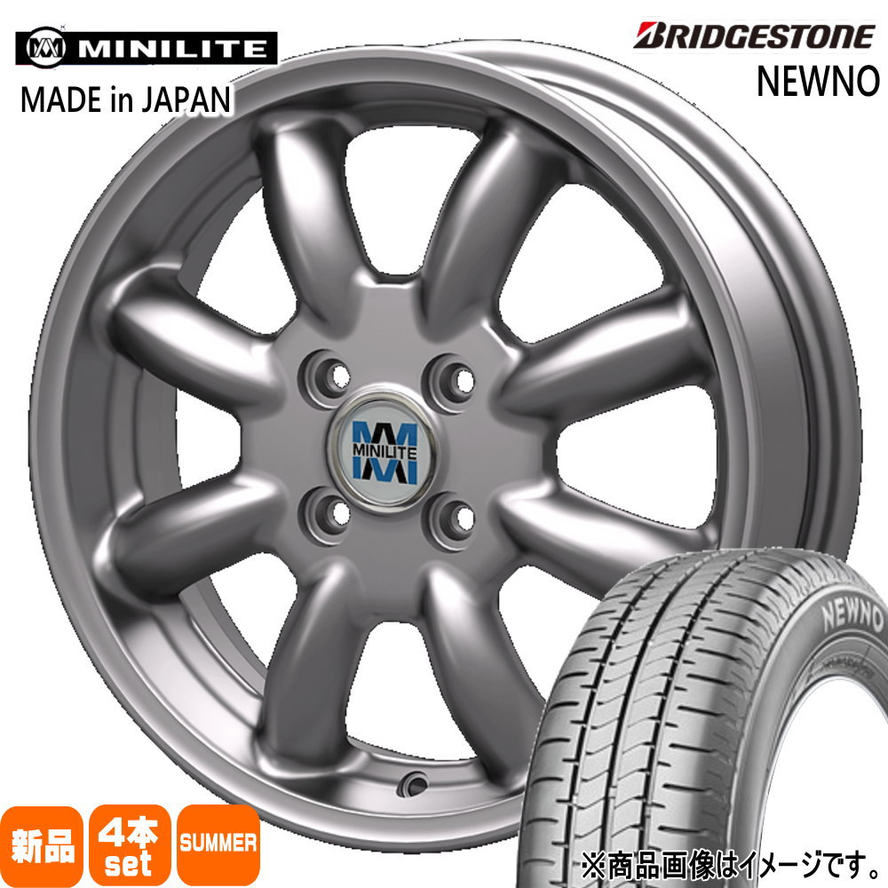 165/65R14 79S ニューノ NEWNO ブリヂストン BRIDGESTONE 新品 夏用 サマータイヤ ホイール 4本セット KIT JAPAN MINILITE 14×5.0+40 4/100 14インチ|タイヤショップ78