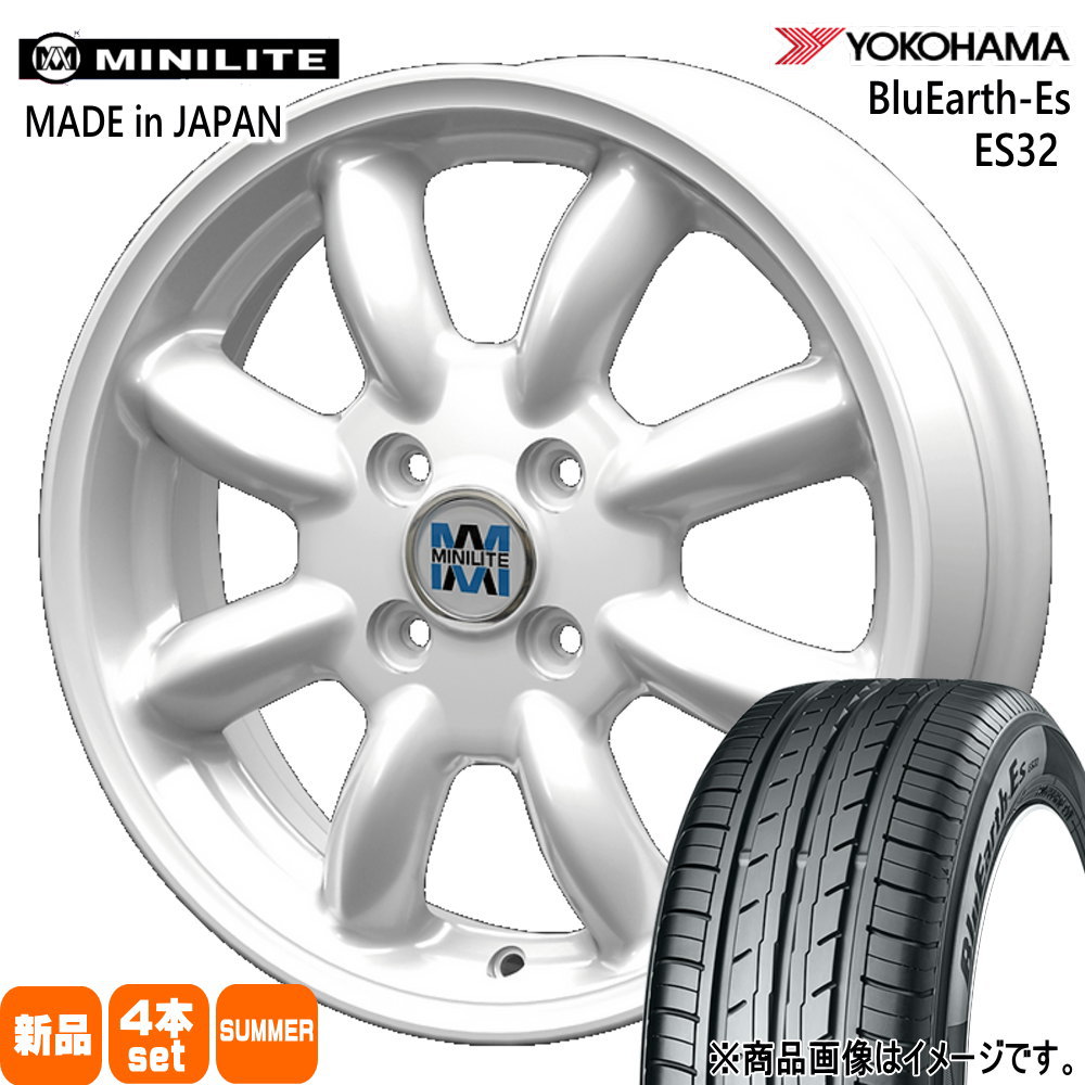 175/55R15 77V ブルーアース ES ES32 BluEarth-Es ES32 ヨコハマ YOKOHAMA 新品 夏用 サマータイヤ ホイール 4本セット KIT JAPAN MINILITE 15&times;5.0+40 4/100 15インチ｜タイヤショップ78