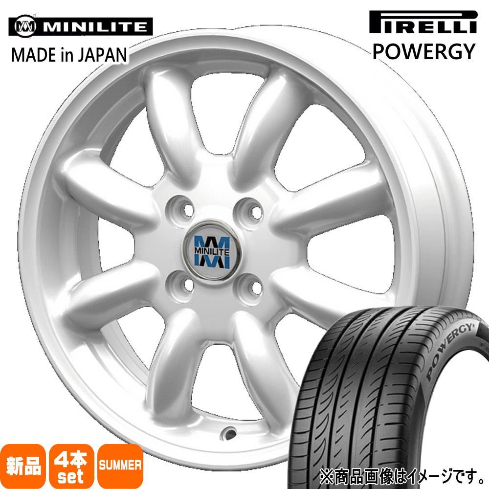 165/55R15 75V パワジー POWERGY ピレリ PIRELLI 新品 夏用 サマータイヤ ホイール 4本セット KIT JAPAN MINILITE 15&times;4.5+45 4/100 15インチ｜タイヤショップ78