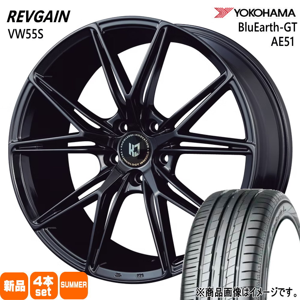 235/45R18 94W ブルーアース GT AE51 BluEarth-GT AE51 ヨコハマ YOKOHAMA 新品 夏用 サマータイヤ ホイール 4本セット KIT JAPAN REVGAIN VW55S 18×8.0+43 5/114.3|タイヤショップ78