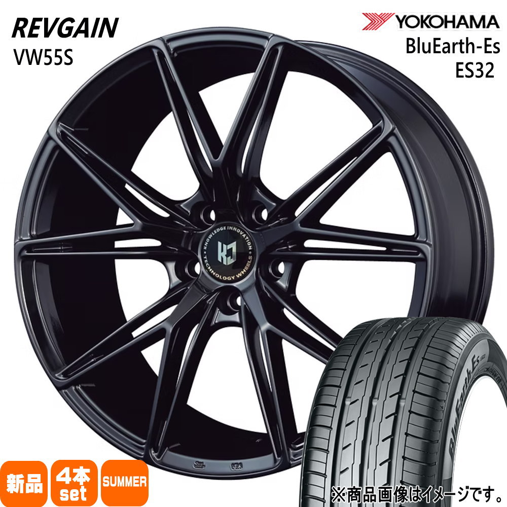 215/45R18 93W XL ブルーアース ES ES32 BluEarth-Es ES32 ヨコハマ YOKOHAMA 新品 夏用 サマータイヤ ホイール 4本セット KIT JAPAN REVGAIN VW55S 18&times;8.0+43 5/114.3｜タイヤショップ78