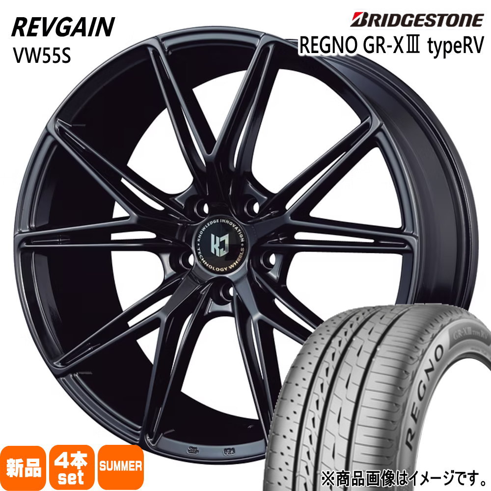 225/45R19 96W XL レグノ GRX3 タイプRV REGNO GR-X3 type RV ブリヂストン BRIDGESTONE 新品 夏用 サマータイヤ ホイール 4本セット KIT JAPAN REVGAIN VW55S 19×8.5+45 5/114.3|タイヤショップ78