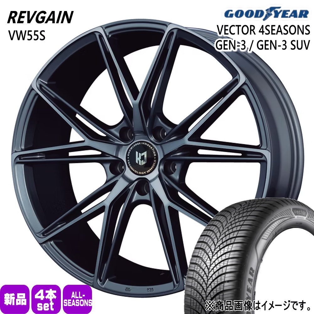 235/45R18 98W XL ベクター 4シーズン GEN3 VECTOR 4SEASONS GEN-3 グッドイヤー GOODYEAR 新品 夏冬兼用 オールシーズンタイヤ ホイール 4本セット KIT JAPAN REVGAIN VW55S 18&times;8.0+43 5/114.3｜タイヤショップ78 135,575円