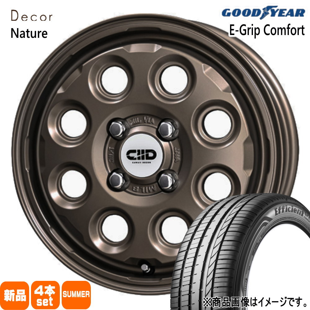 165/60R14 75H エフィシェントグリップ コンフォート EfficientGrip Comfort グッドイヤー GOODYEAR 新品 夏用 サマータイヤ ホイール 4本セット 共豊コーポレーション Decor Nature 14&times;4.5+45 4/100 14インチ｜タイヤショップ78