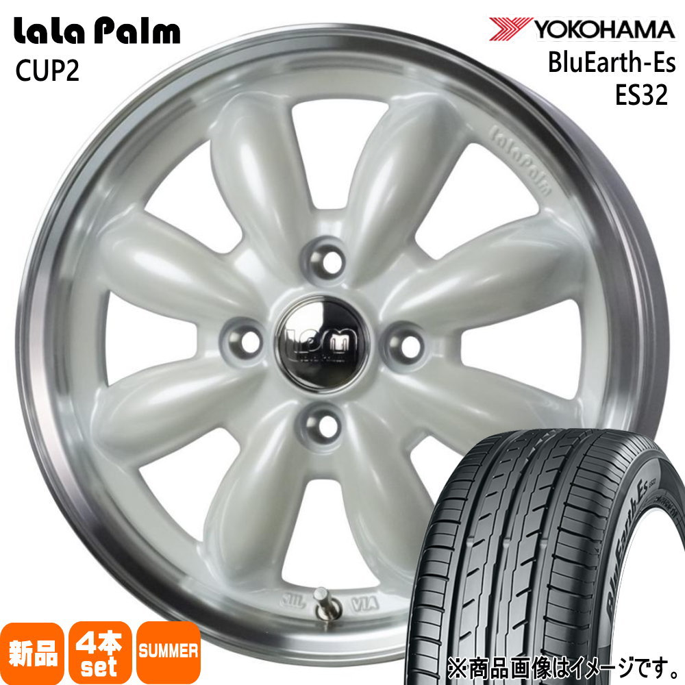 155/55R14 69V ブルーアース ES ES32 BluEarth-Es ES32 ヨコハマ YOKOHAMA 新品 夏用 サマータイヤ ホイール 4本セット HOT STUFF CORPORATION LaLaPalm CUP2 14×4.5+45 4/100|タイヤショップ78