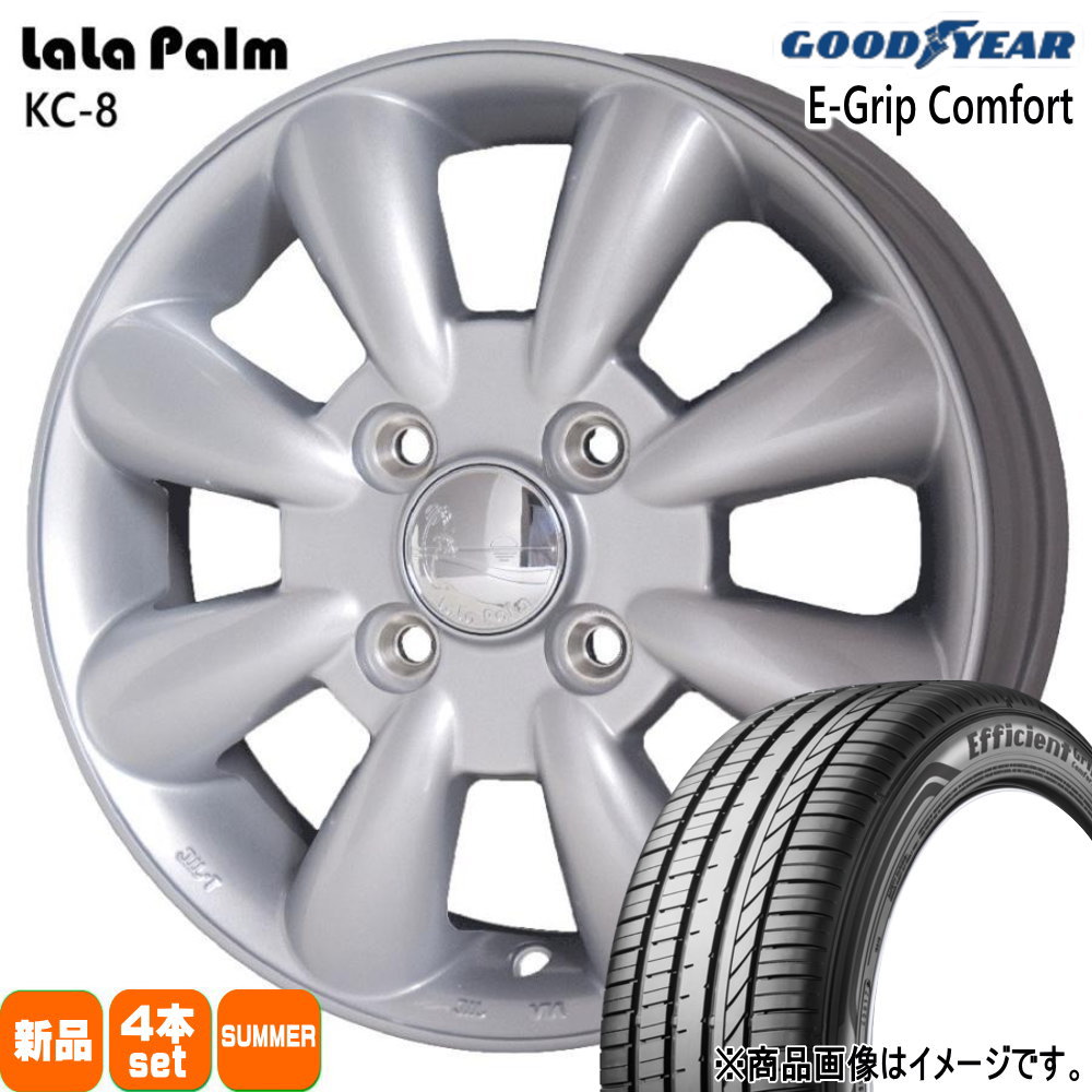 155/65R14 75H エフィシェントグリップ コンフォート EfficientGrip Comfort グッドイヤー GOODYEAR 新品 夏用 サマータイヤ ホイール 4本セット HOT STUFF CORPORATION LaLaPalm KC8 14×4.5+43 4/100|タイヤショップ78