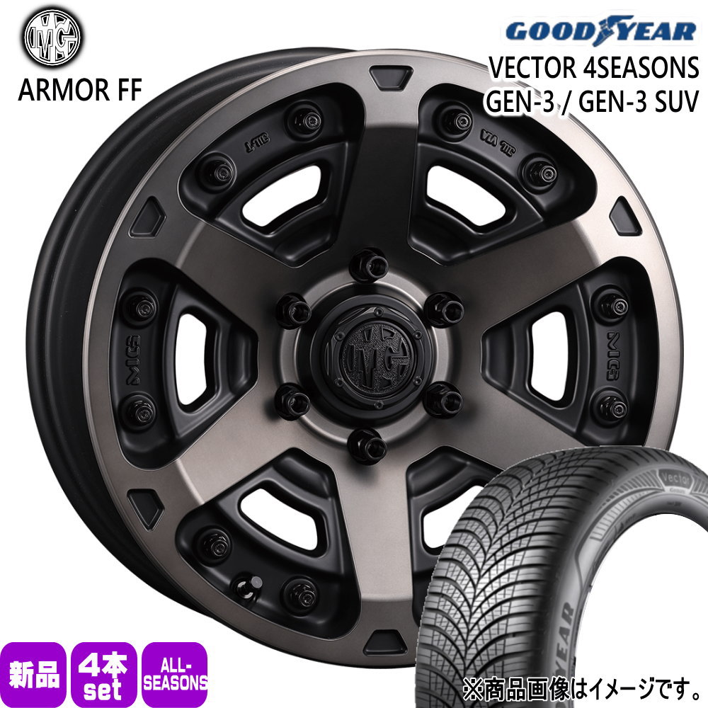 215/60R17 100W XL ベクター 4シーズン GEN3 VECTOR 4SEASONS GEN-3 グッドイヤー GOODYEAR 新品 夏冬兼用 オールシーズンタイヤ ホイール 4本セット CRIMSON MG ARMOR FF 17×7.0+38 6/139.7|タイヤショップ78
