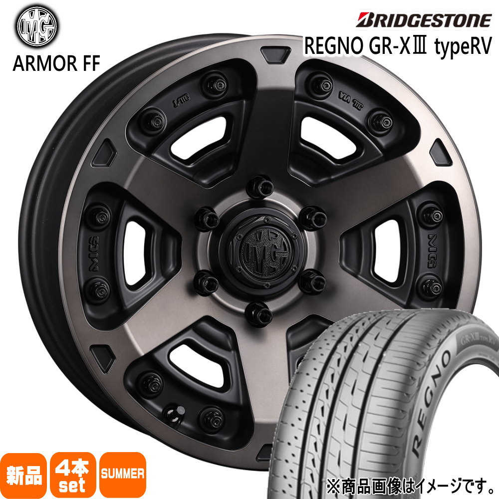 215/65R16 98H レグノ GRX3 タイプRV REGNO GR-X3 type RV ブリヂストン BRIDGESTONE 新品 夏用 サマータイヤ ホイール 4本セット CRIMSON MG ARMOR FF 16&times;7.0+38 6/139.7｜タイヤショップ78