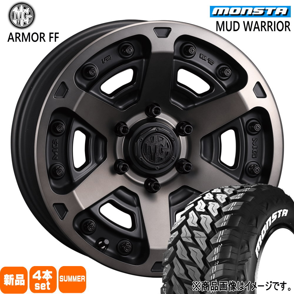 215/70R16 107/105Q LT マッドウォーリア MUD WARRIOR モンスタ MONSTA 新品 夏用 サマータイヤ ホイール 4本セット CRIMSON MG ARMOR FF 16×7.0+38 6/139.7|タイヤショップ78