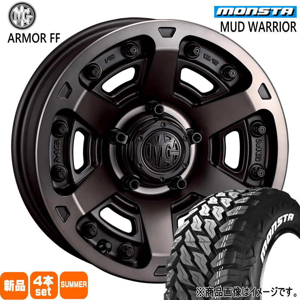 215/70R16 107/105Q LT マッドウォーリア MUD WARRIOR モンスタ MONSTA 新品 夏用 サマータイヤ ホイール 4本セット CRIMSON MG ARMOR FF 16&times;7.0+35 5/114.3｜タイヤショップ78
