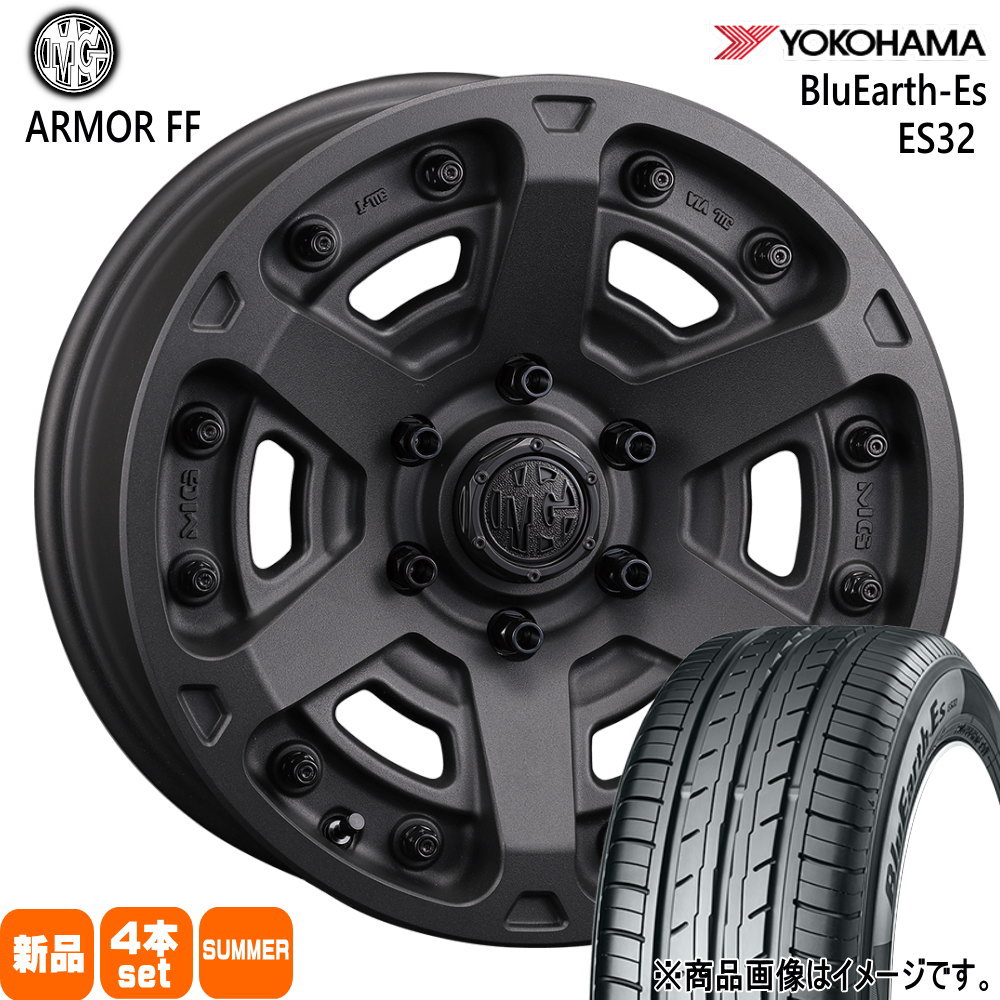 215/65R16 98H ブルーアース ES ES32 BluEarth-Es ES32 ヨコハマ YOKOHAMA 新品 夏用 サマータイヤ ホイール 4本セット CRIMSON MG ARMOR FF 16×7.0+38 6/139.7|タイヤショップ78