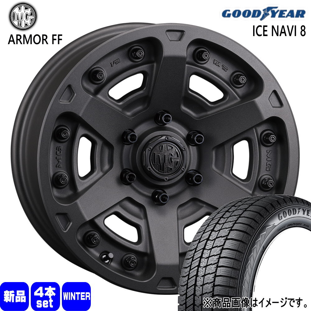 215/60R17 96Q アイスナビ8 ICE NAVI 8 グッドイヤー GOODYEAR 新品 冬用 スタッドレスタイヤ ホイール 4本セット CRIMSON MG ARMOR FF 17&times;7.0+38 6/139.7｜タイヤショップ78