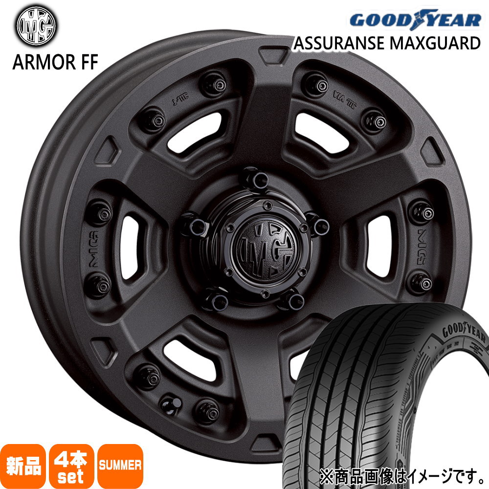 205/60R16 92H アシュランス マックスガード ASSURANCE MAXGUARD グッドイヤー GOODYEAR 新品 夏用 サマータイヤ ホイール 4本セット CRIMSON MG ARMOR FF 16&times;7.0+35 5/114.3｜タイヤショップ78