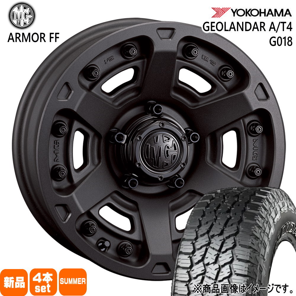 185/85R16 105/103N LT ジオランダー AT4 G018 GEOLANDAR A/T4 G018 ヨコハマ YOKOHAMA 新品 夏用 サマータイヤ ホイール 4本セット CRIMSON MG ARMOR FF 16&times;5.5+20 5/139.7｜タイヤショップ78
