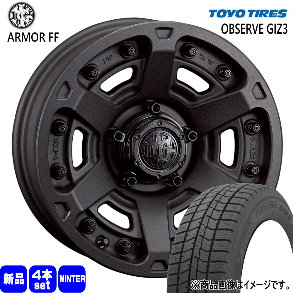 215/65R16 オブザーブ ギズ3 OBSERVE GIZ3 トーヨータイヤ TOYOTIRES 新品 冬用 スタッドレスタイヤ ホイール 4本セット CRIMSON MG ARMOR FF 16×7.0+35 5/114.3|タイヤショップ78