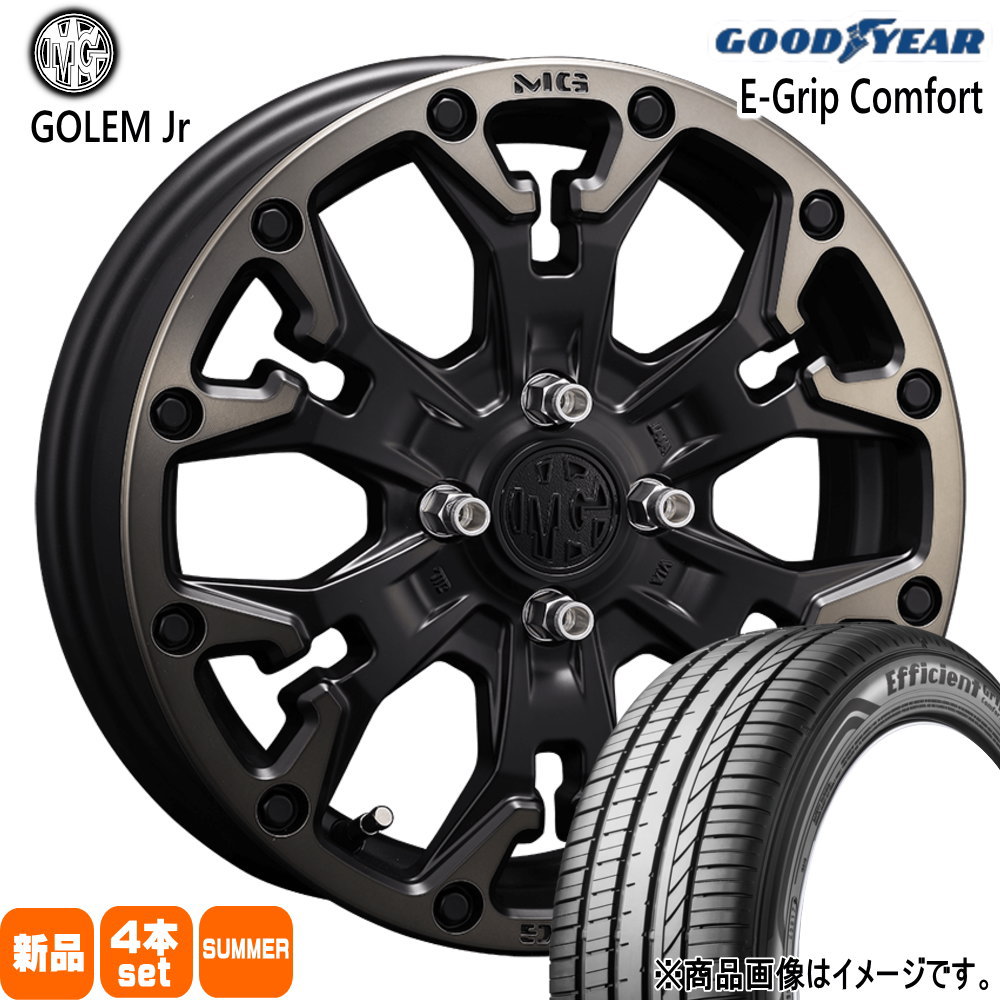 165/60R14 75H エフィシェントグリップ コンフォート EfficientGrip Comfort グッドイヤー GOODYEAR 新品 夏用 サマータイヤ ホイール 4本セット CRIMSON MG GOLEM Jr 14&times;4.5+43 4/100｜タイヤショップ78