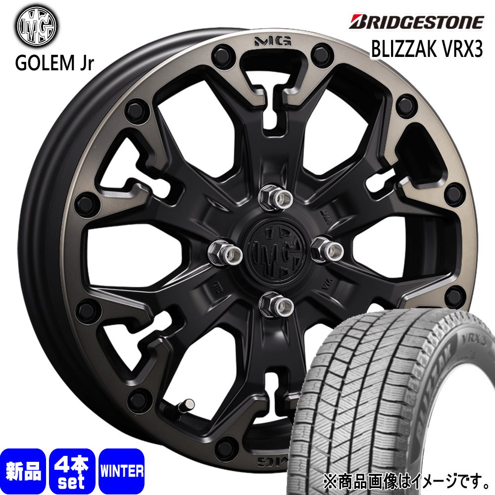 165/55R15 75Q ブリザック VRX3 BLIZZAK VRX3 ブリヂストン BRIDGESTONE 新品 冬用 スタッドレスタイヤ ホイール 4本セット CRIMSON MG GOLEM Jr 15×4.5+43 4/100|タイヤショップ78
