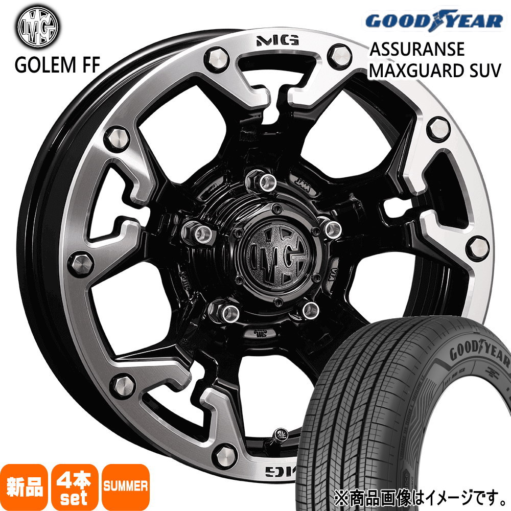225/70R16 103H アシュランス マックスガード SUV ASSURANCE MAXGUARD SUV グッドイヤー GOODYEAR 新品 夏用 サマータイヤ ホイール 4本セット CRIMSON MG GOLEM FF 16×5.5+20 5/139.7|タイヤショップ78