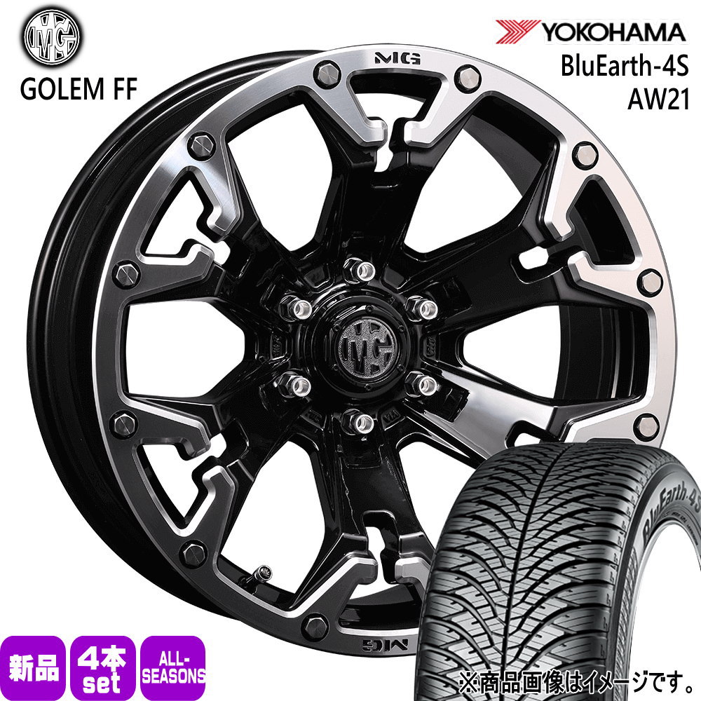 205/60R16 96H XL ブルーアース 4S AW21 BluEarth-4S AW21 ヨコハマ YOKOHAMA 新品 夏冬兼用 オールシーズンタイヤ ホイール 4本セット CRIMSON MG GOLEM FF 16&times;7.0+35 5/114.3｜タイヤショップ78