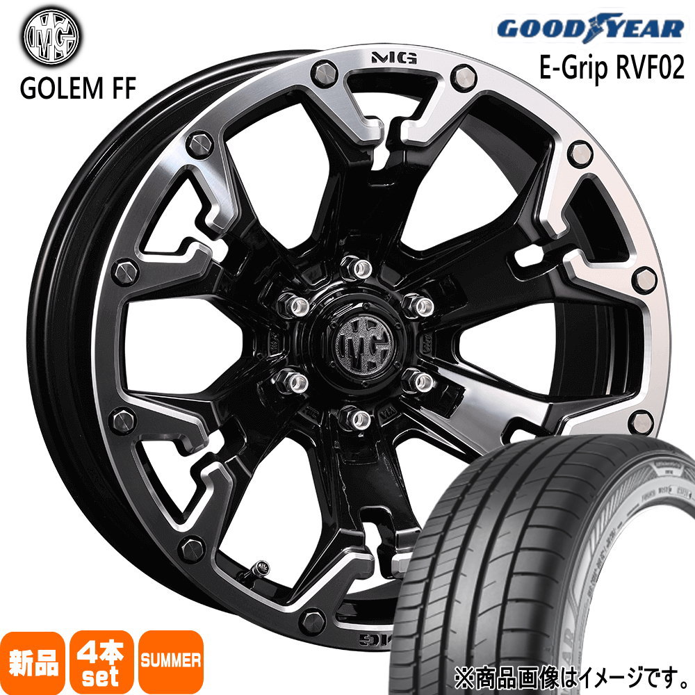 205/60R16 92V エフィシェントグリップ RVF02 EfficentGrip RVF02 グッドイヤー GOODYEAR 新品 夏用 サマータイヤ ホイール 4本セット CRIMSON MG GOLEM FF 16×7.0+35 5/114.3|タイヤショップ78