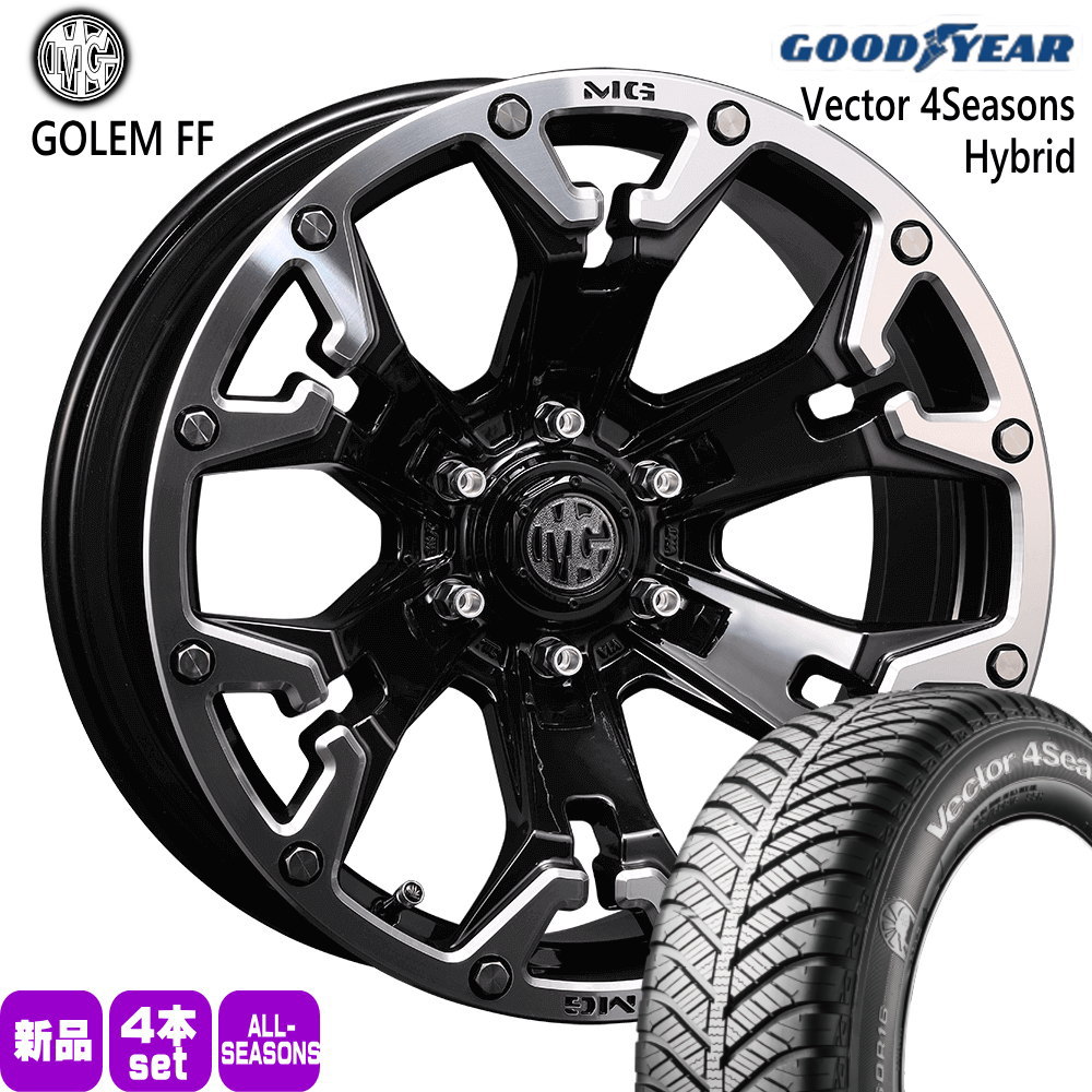215/60R17 96H ベクター 4シーズン ハイブリッド Vector 4Seasons Hybrid グッドイヤー GOODYEAR 新品 夏冬兼用 オールシーズンタイヤ ホイール 4本セット CRIMSON MG GOLEM FF 17×7.0+38 6/139.7|タイヤショップ78