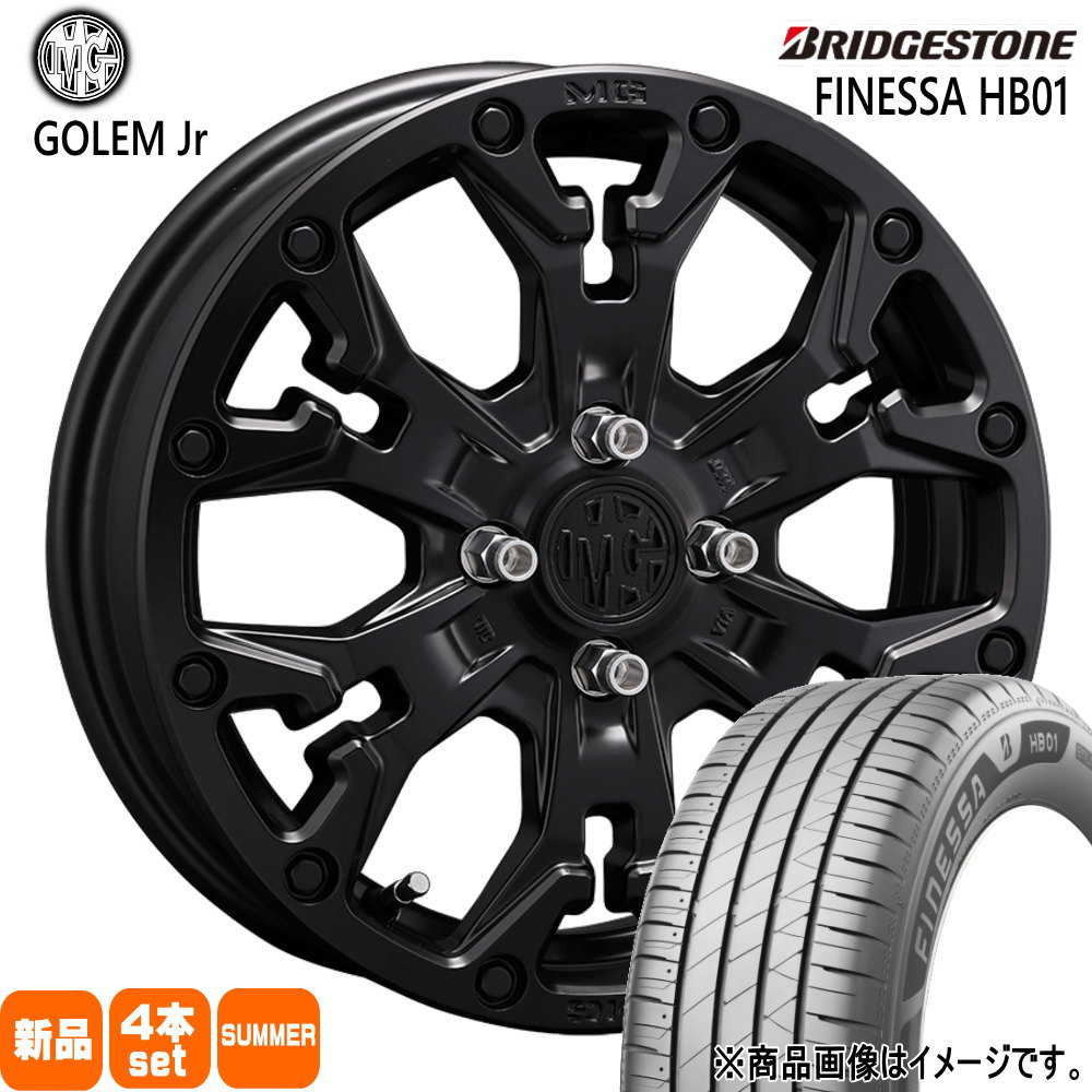 165/60R14 75H フィネッサ HB01 FINESSA HB01 ブリヂストン BRIDGESTONE 新品 夏用 サマータイヤ ホイール 4本セット CRIMSON MG GOLEM Jr 14&times;4.5+43 4/100｜タイヤショップ78