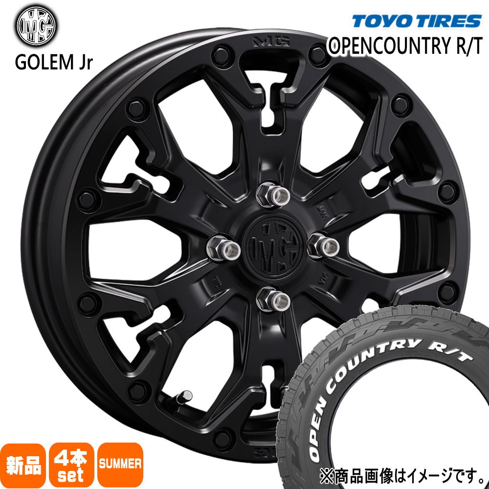 165/60R15 77Q オープンカントリー RT OPENCOUNTRY R/T トーヨータイヤ TOYOTIRES 新品 夏用 サマータイヤ ホイール 4本セット CRIMSON MG GOLEM Jr 15&times;4.5+43 4/100｜タイヤショップ78