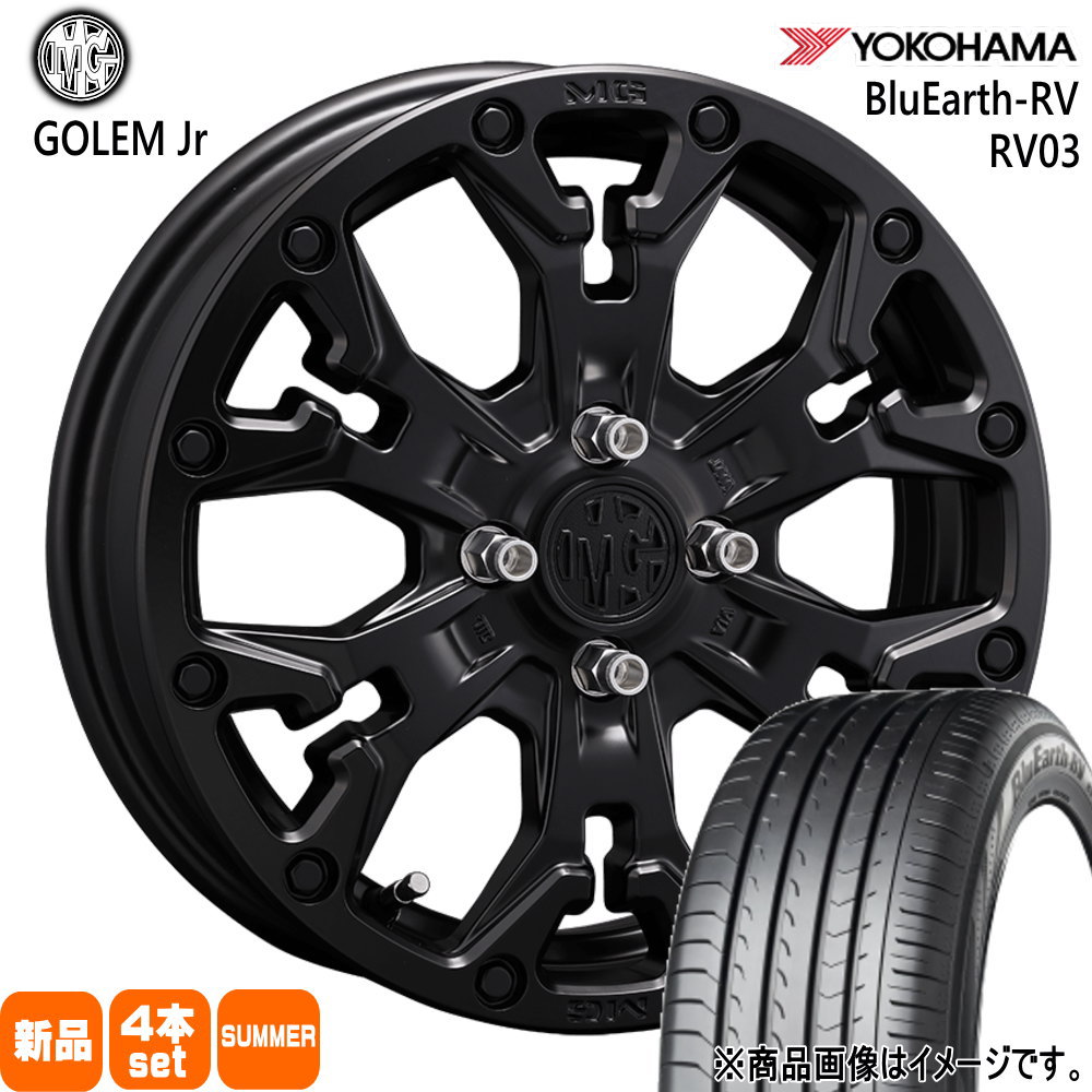 215/65R16 98H ブルーアース RV RV03 BluEarth-RV RV03 ヨコハマ YOKOHAMA 新品 夏用 サマータイヤ ホイール 4本セット CRIMSON MG GOLEM Jr 16&times;6.0+38 4/100｜タイヤショップ78