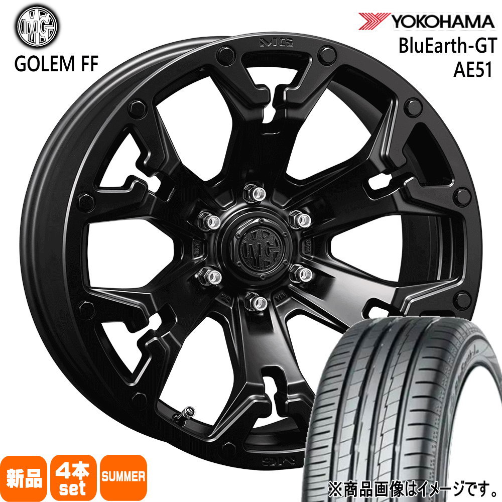 205/65R16 95H ブルーアース GT AE51 BluEarth-GT AE51 ヨコハマ YOKOHAMA 新品 夏用 サマータイヤ ホイール 4本セット CRIMSON MG GOLEM FF 16&times;7.0+35 5/114.3｜タイヤショップ78