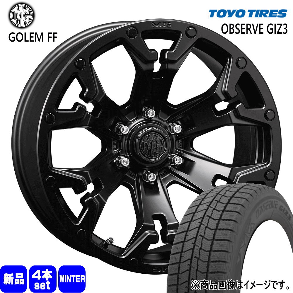 215/65R16 オブザーブ ギズ3 OBSERVE GIZ3 トーヨータイヤ TOYOTIRES 新品 冬用 スタッドレスタイヤ ホイール 4本セット CRIMSON MG GOLEM FF 16&times;7.0+35 5/114.3｜タイヤショップ78