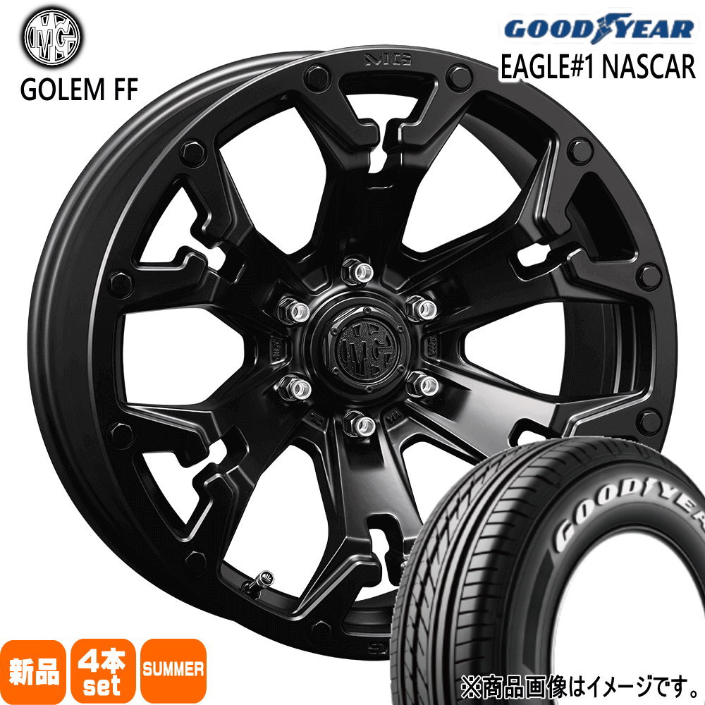 215/60R17 109/107R LT イーグルワン ナスカー プラス EAGLE#1 NASCAR PLUS グッドイヤー GOODYEAR 新品 夏用 サマータイヤ ホイール 4本セット CRIMSON MG GOLEM FF 17×7.0+38 6/139.7|タイヤショップ78