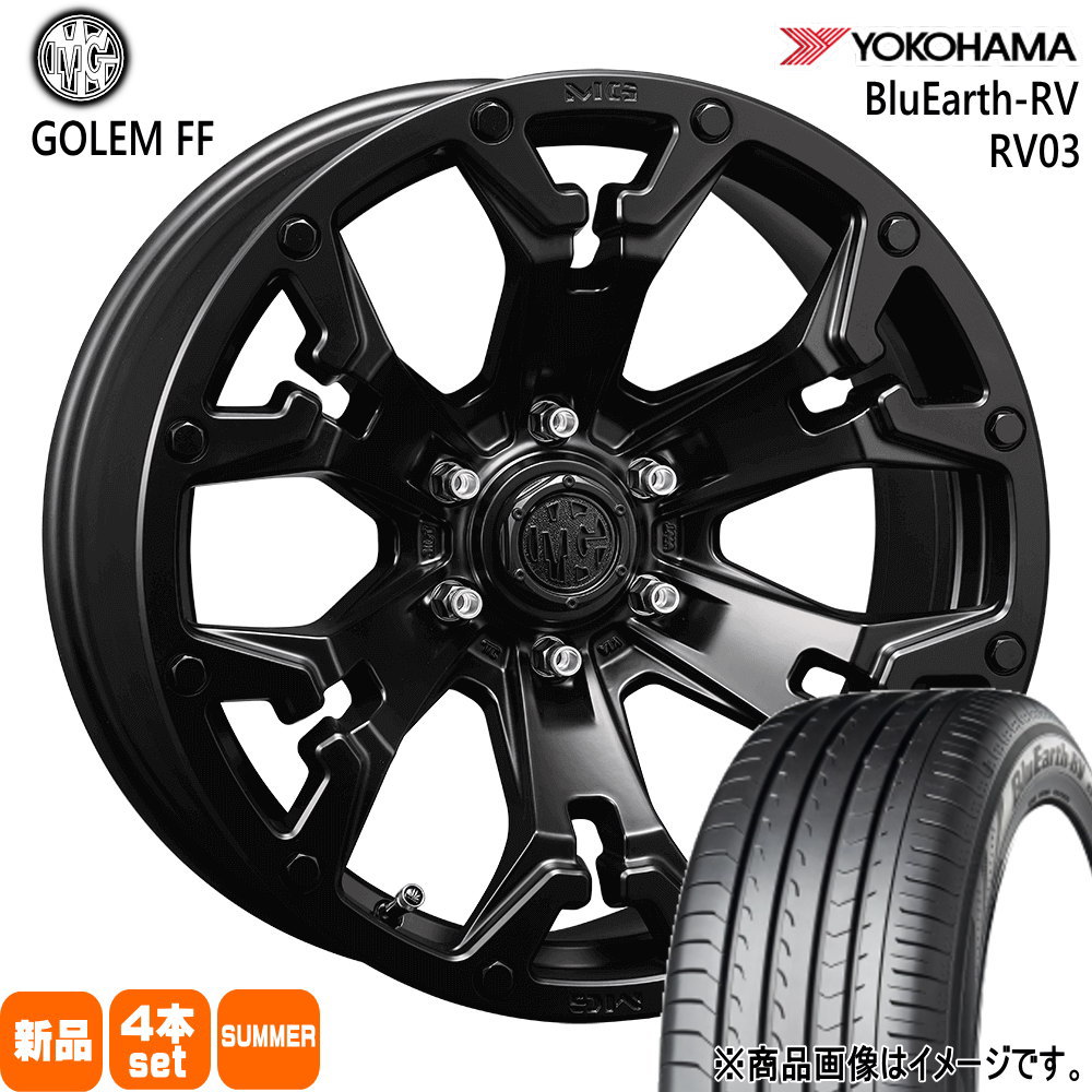 215/65R16 98H ブルーアース RV RV03 BluEarth-RV RV03 ヨコハマ YOKOHAMA 新品 夏用 サマータイヤ ホイール 4本セット CRIMSON MG GOLEM FF 16×7.0+35 5/114.3|タイヤショップ78