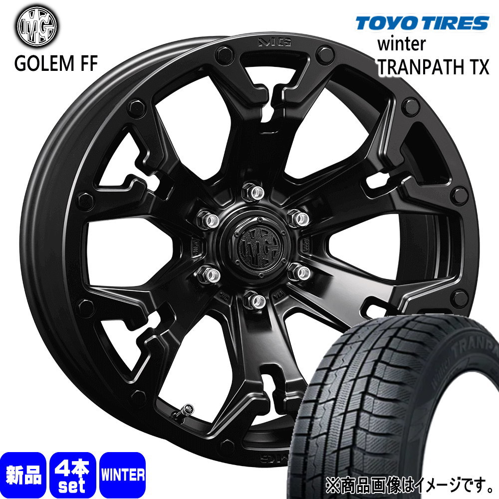 215/65R16 98Q ウィンタートランパス TX WinterTRANPATH TX トーヨータイヤ TOYOTIRES 新品 冬用 スタッドレスタイヤ ホイール 4本セット CRIMSON MG GOLEM FF 16&times;7.0+35 5/114.3｜タイヤショップ78