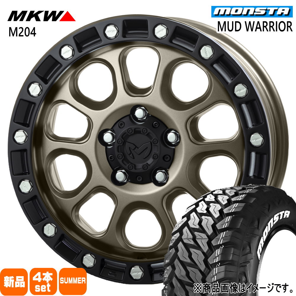215/70R16 107/105Q LT マッドウォーリア MUD WARRIOR モンスタ MONSTA 新品 夏用 サマータイヤ ホイール 4本セット TRISTAR MKW M204 16×7.0+25 5/114.3|タイヤショップ78