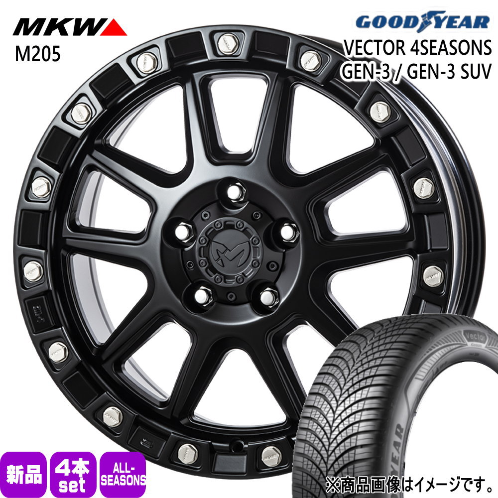 225/60R18 104W XL ベクター 4シーズン GEN3 SUV VECTOR 4SEASONS GEN-3 SUV グッドイヤー GOODYEAR 新品 夏冬兼用 オールシーズンタイヤ ホイール 4本セット TRISTAR MKW M205 18×8.0+40 5/114.3|タイヤショップ78