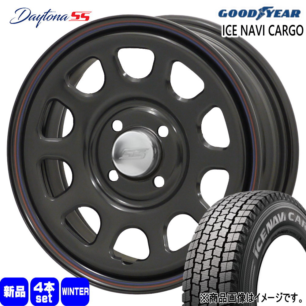 165/80R14 97/95N LT アイスナビ カーゴ ICE NAVI CARGO グッドイヤー GOODYEAR 新品 冬用 スタッドレスタイヤ ホイール 4本セット MLJ Dyatona SS 14&times;5.0+42 4/100 14インチ｜タイヤショップ78