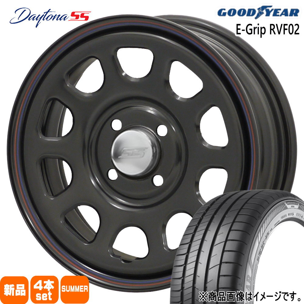 165/65R14 79H エフィシェントグリップ RVF02 EfficentGrip RVF02 グッドイヤー GOODYEAR 新品 夏用 サマータイヤ ホイール 4本セット MLJ Dyatona SS 14&times;5.0+42 4/100 14インチ｜タイヤショップ78