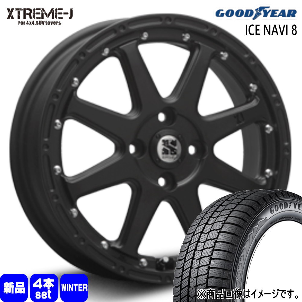 155/65R14 75Q アイスナビ8 ICE NAVI 8 グッドイヤー GOODYEAR 新品 冬用 スタッドレスタイヤ ホイール 4本セット MLJ XTREME-J 14×4.5+43 4/100 14インチ|タイヤショップ78