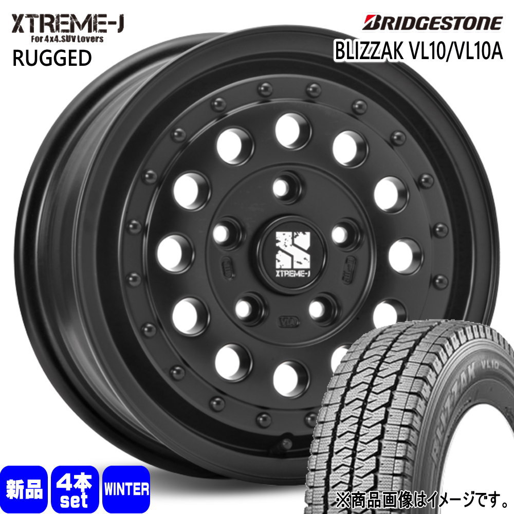 175/80R14 99/98N LT ブリザック VL10A BLIZZAK VL10A ブリヂストン BRIDGESTONE 新品 冬用 スタッドレスタイヤ ホイール 4本セット MLJ XTREME-J RUGGED 14&times;5.0+48 5/114.3 14インチ｜タイヤショップ78
