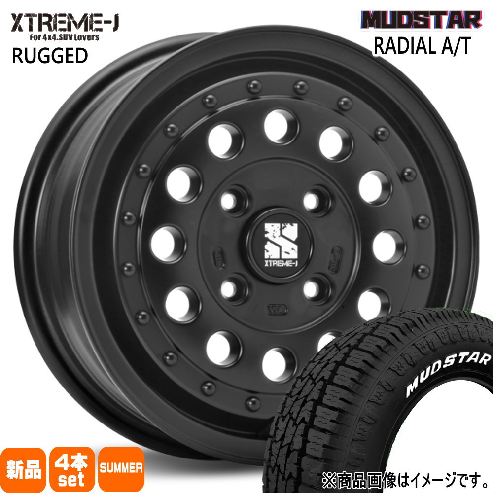 155/65R14 75S ラジアル AT RADIAL AT マッドスター MUDSTAR 新品 夏用 サマータイヤ ホイール 4本セット MLJ XTREME-J RUGGED 14×5.0+45 4/100 14インチ|タイヤショップ78