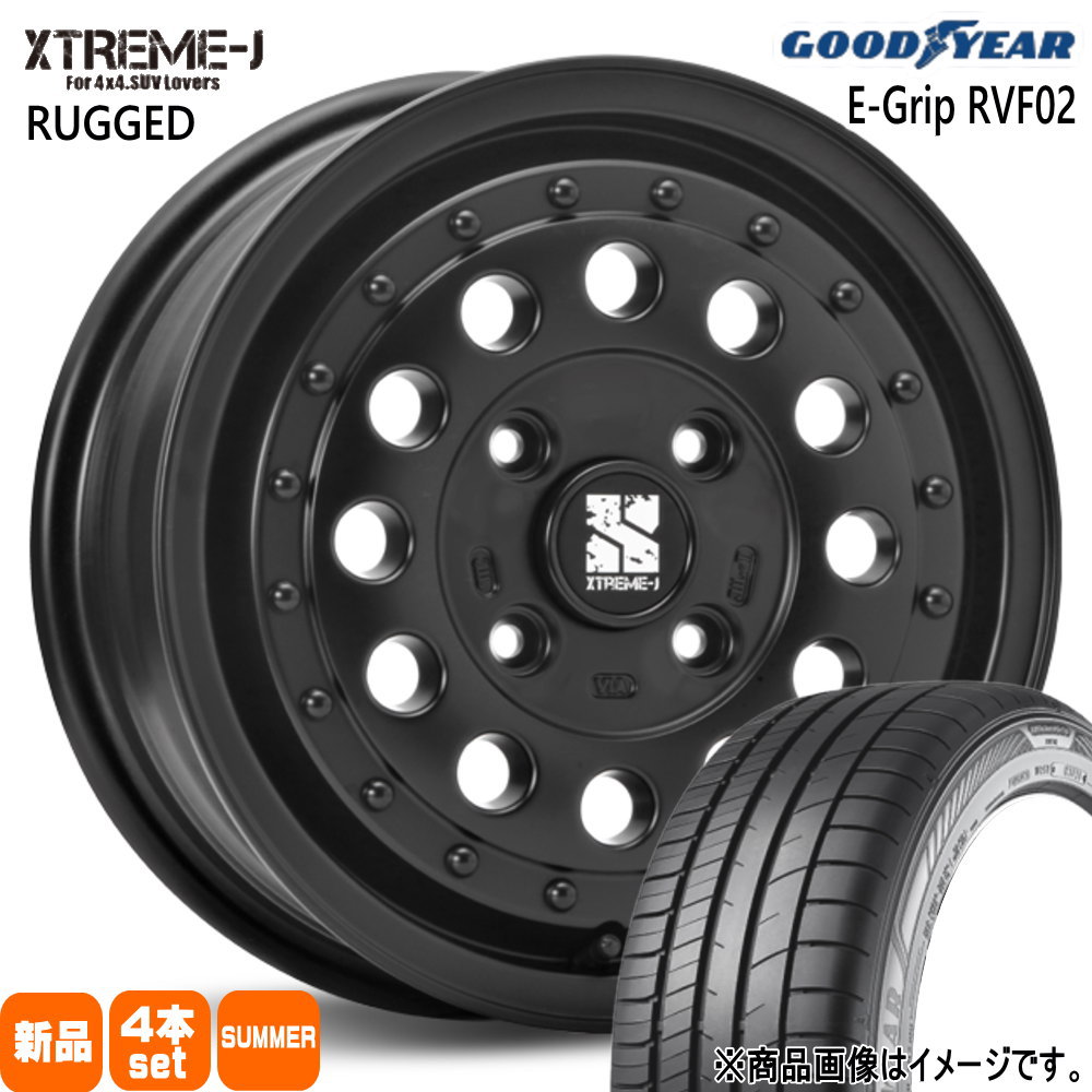 155/65R14 75H エフィシェントグリップ RVF02 EfficentGrip RVF02 グッドイヤー GOODYEAR 新品 夏用 サマータイヤ ホイール 4本セット MLJ XTREME-J RUGGED 14&times;5.0+45 4/100 14インチ｜タイヤショップ78