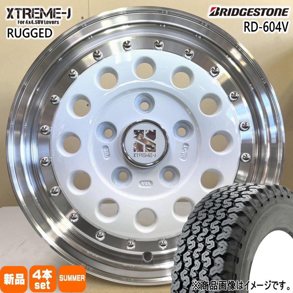 165R14 8PR RD604 スチール 604V RD-604 STEEL 604V ブリヂストン BRIDGESTONE 新品 夏用 サマータイヤ ホイール 4本セット MLJ XTREME-J RUGGED 14&times;5.0+48 5/114.3 14インチ｜タイヤショップ78