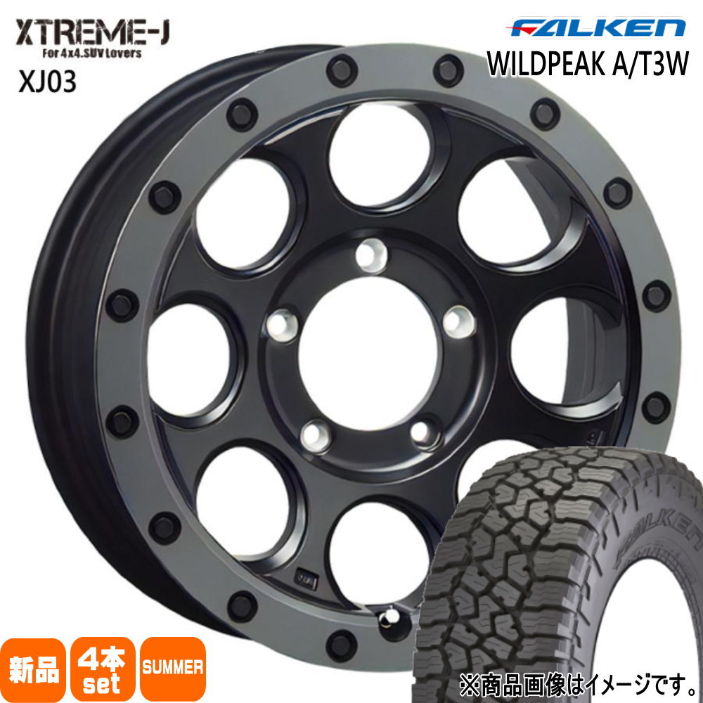 225/75R16 115/112Q LT ワイルドピーク AT3W WILDPEAK A/T3W ファルケン FALKEN 新品 夏用 サマータイヤ ホイール 4本セット MLJ XTREME-J XJ03 16&times;6.0-5 5/139.7 16インチ｜タイヤショップ78