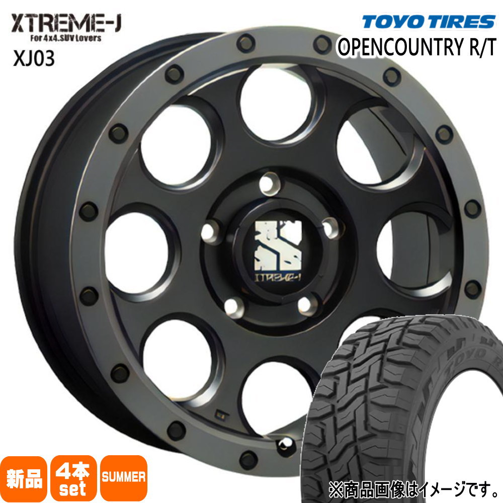 215/70R16 100Q オープンカントリー RT OPENCOUNTRY R/T トーヨータイヤ TOYOTIRES 新品 夏用 サマータイヤ ホイール 4本セット MLJ XTREME-J XJ03 16&times;7.0+35 5/114.3 16インチ｜タイヤショップ78