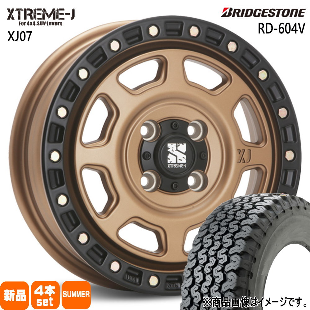 165R14 6PR RD604 スチール 604V RD-604 STEEL 604V ブリヂストン BRIDGESTONE 新品 夏用 サマータイヤ ホイール 4本セット MLJ XTREME-J XJ07 14&times;5.0+30 4/100 14インチ｜タイヤショップ78