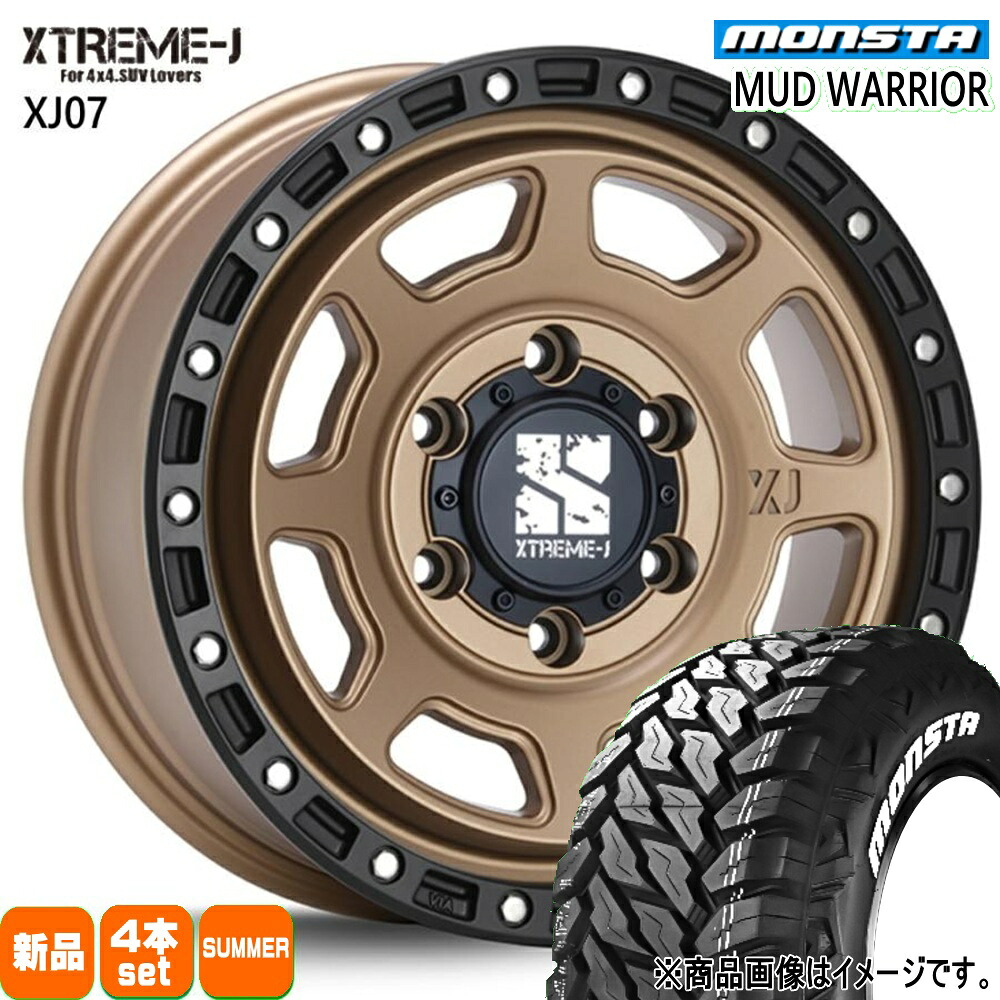 215/70R16 107/105Q LT マッドウォーリア MUD WARRIOR モンスタ MONSTA 新品 夏用 サマータイヤ ホイール 4本セット MLJ XTREME-J XJ07 16&times;6.5+38 6/139.7 16インチ｜タイヤショップ78